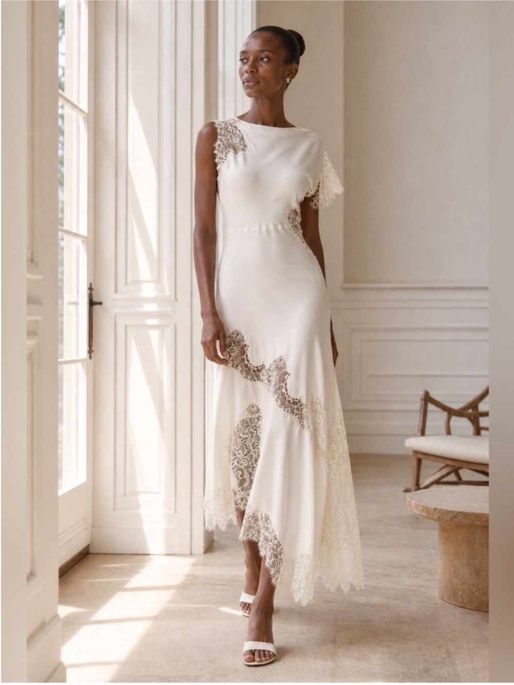 A.L.C. Alessia Satin Lace Maxi Dress